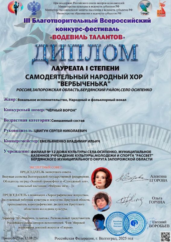 Творческие коллективы Филиала №12 ДК с. Осипенко приняли участие в III Благотворительном Всероссийском конкурсе-фестивале "Водевиль талантов"