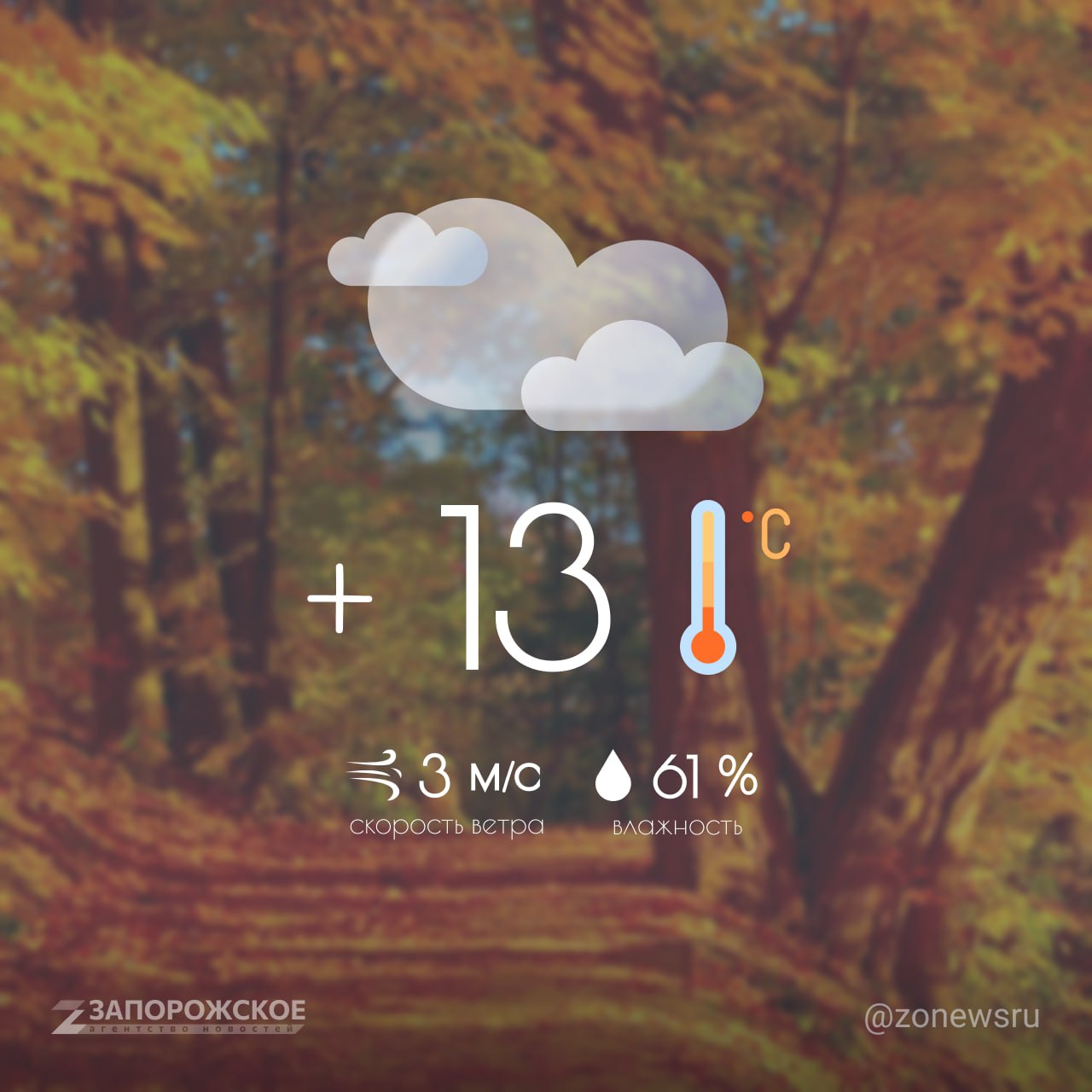 Пасмурная погода ожидается в Запорожской области в четверг