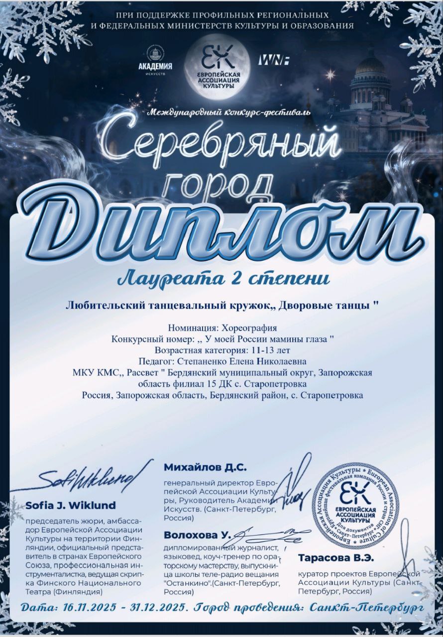 Успех на международной сцене кружка «Дворовые танцы»