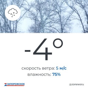 Пасмурная погода с небольшим снегом будет в Запорожской области в субботу
