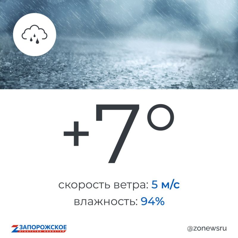 Пасмурная с небольшими осадками погода будет в Запорожской области в воскресенье