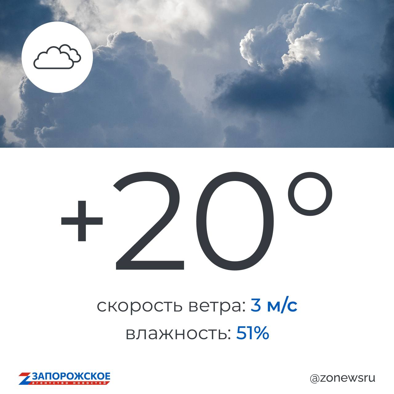 Пасмурная погода будет в Запорожской области в понедельник