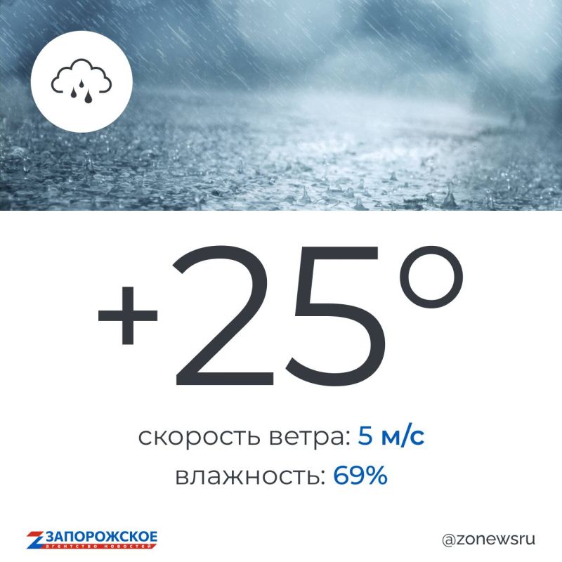 Дождливая погода будет в Запорожской области в воскресенье