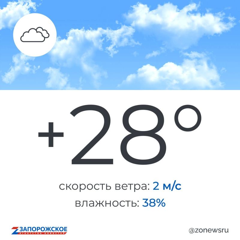 Переменная облачность будет в Запорожской области в понедельник