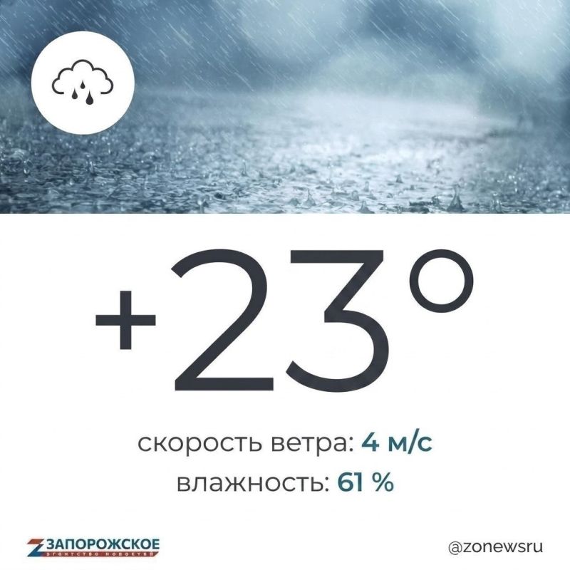 Небольшой дождь ожидается в Запорожской области в пятницу, 24 июля