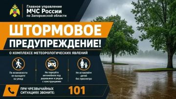 Штормовое предупреждение. В период 20-22 часа и до конца суток 22 сентября, в течение суток 23 сентября местами в Запорожской области ожидается комплекс метеорологических явлений: сильный дождь, ливень в сочетании с грозой...