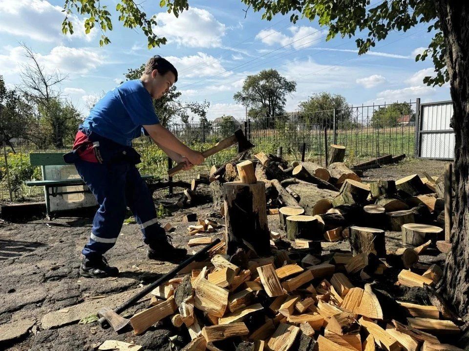 Добровольцы в Бердянском районе заготовили дрова одинокой бабушке